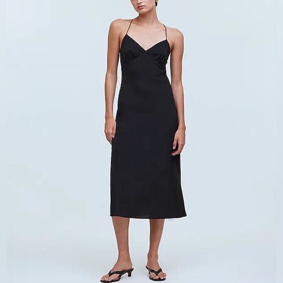Madewell The Layton Midi Slip Dress in true black Size 0 - Picture 1 of 10